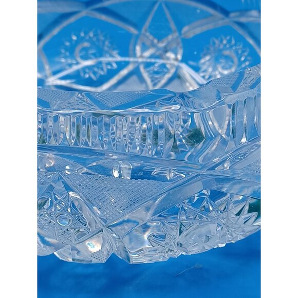Heavy American Brilliant ABP  Hollywood Regency 6 X 6 Cut Lead Crystal Ashtray - Picture 9 of 16
